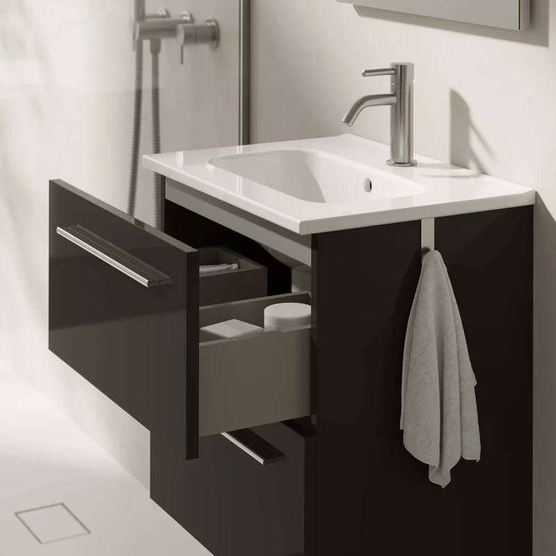 Conjunto STREET de Royo, Mueble baño de 2 cajones + Lavabo + Espejo | 50x50x35 cm