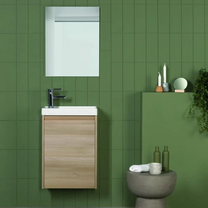 Conjunto mueble baño ENJOY Royo 45 cm | Fondo reducido 27,5 cm + Lavabo + Espejo