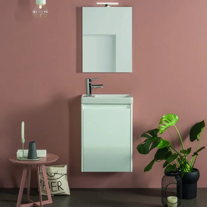 Conjunto mueble baño ENJOY Royo 45 cm | Fondo reducido 27,5 cm + Lavabo + Espejo