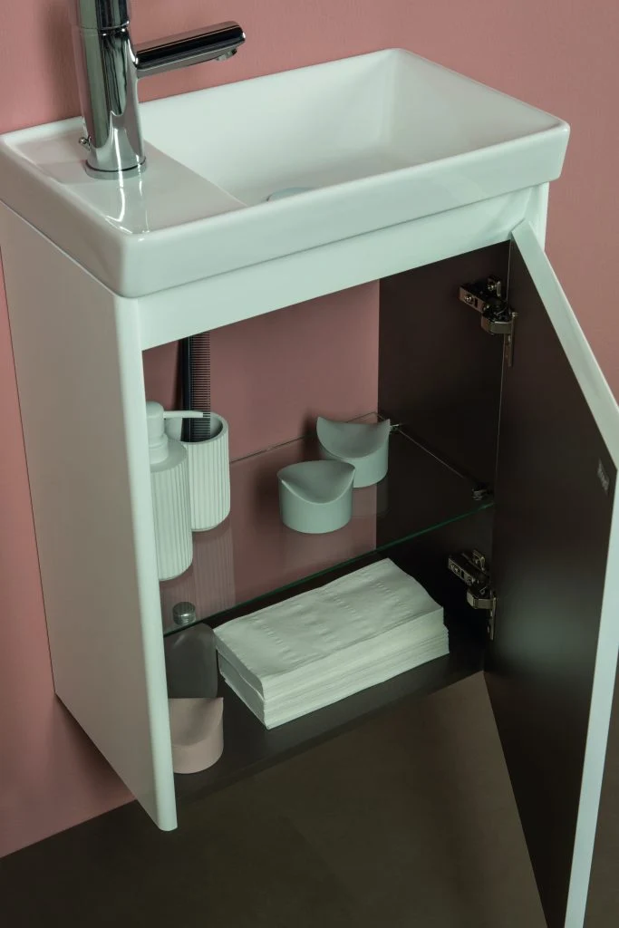 Conjunto mueble baño ENJOY Royo 45 cm | Fondo reducido 27,5 cm + Lavabo + Espejo