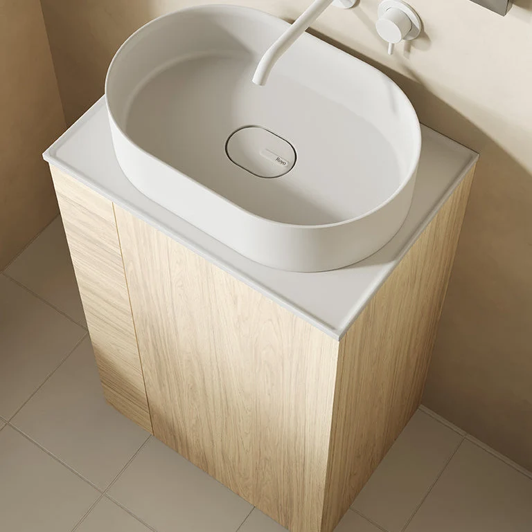Mueble de baño BASSI de Royo con Encimera | Fondo Reducido de 1 Puerta con estante y toallero
