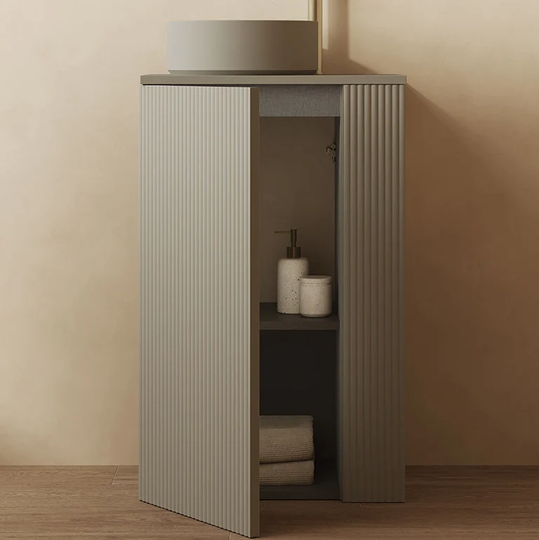 Mueble de baño BASSI de Royo con Encimera | Fondo Reducido de 1 Puerta con estante y toallero