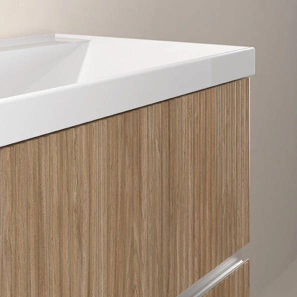 Mueble de baño VORA de Royo | Suspendido 2 Cajones Ranurados + Lavabo Cerámico Cairo
