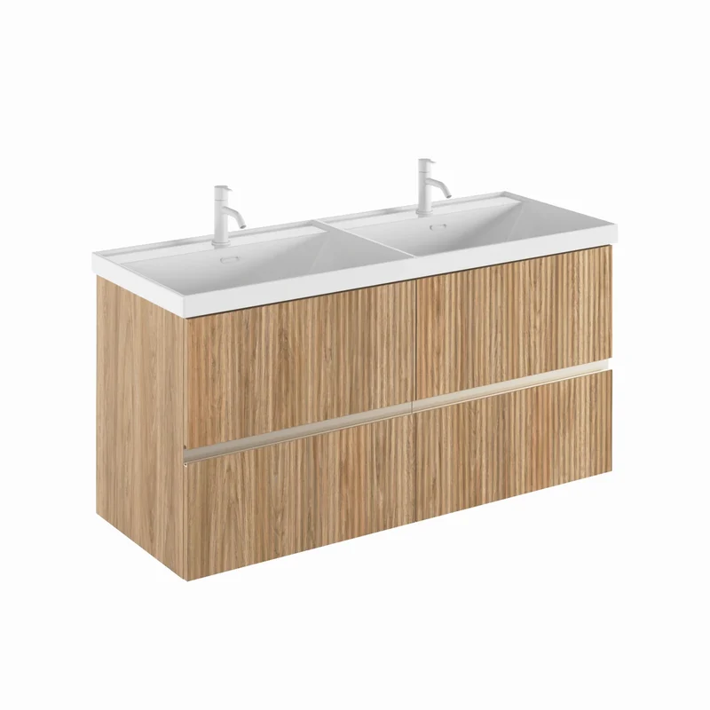 Mueble de baño VORA de Royo | Suspendido 2 Cajones Ranurados + Lavabo Cerámico Cairo