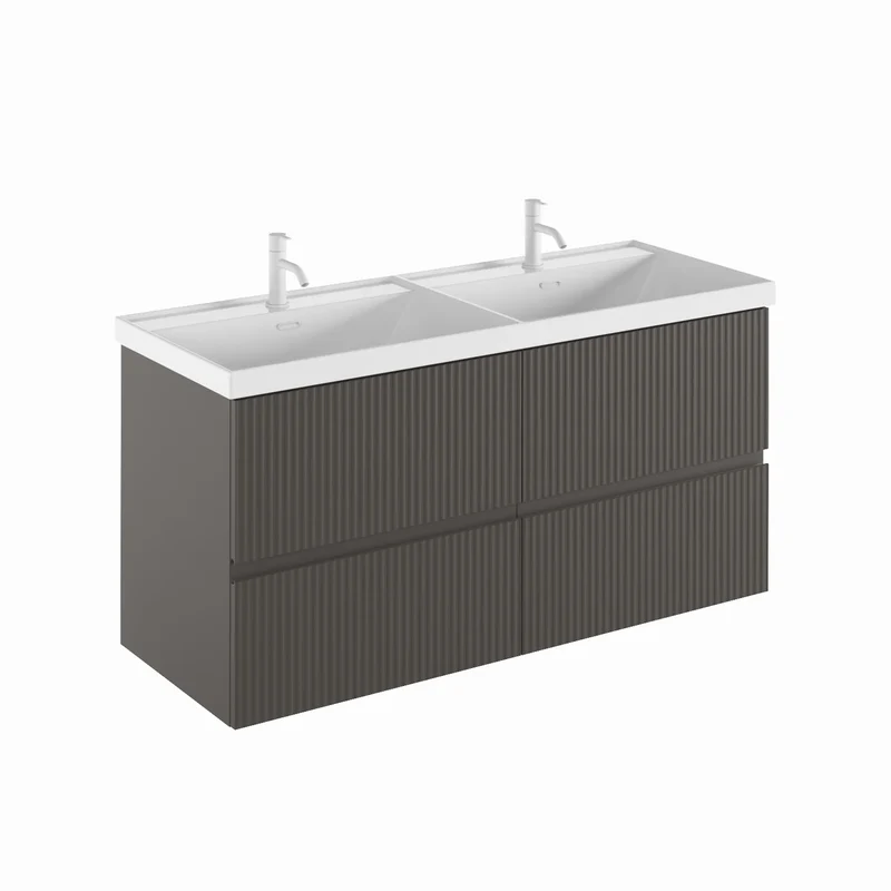 Mueble de baño VORA de Royo | Suspendido 2 Cajones Ranurados + Lavabo Cerámico Cairo