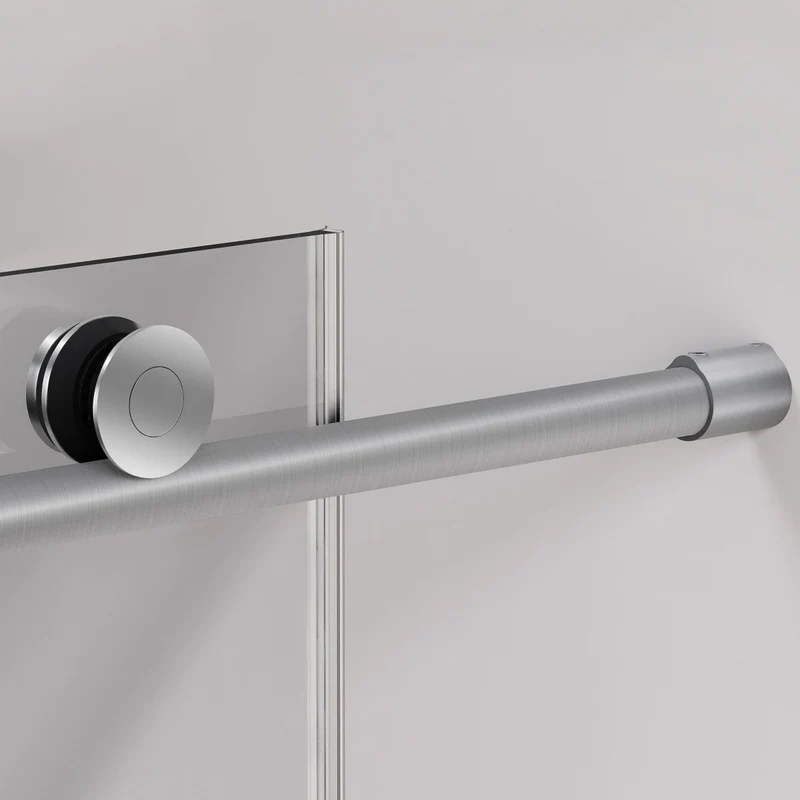 Mampara Kassandra Babilon 102, Frontal de 1 Fijo con 1 Corredera en Inox Cepillado. Opción de Lateral Fijo