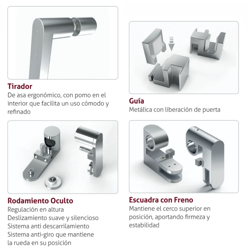 Mampara de Ducha Kassandra Slim LM102, Frontal 1 Fijo con 1 Corredera en Acero Inoxidable
