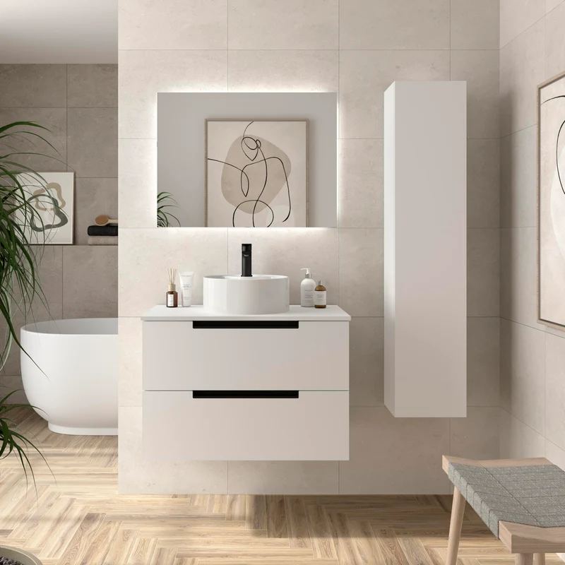 Mueble de Baño LENI con Lavabo Sobre Encimera. 4 acabados de 60 a 140 cm