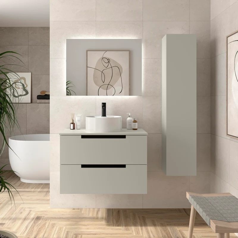 Mueble de Baño LENI con Lavabo Sobre Encimera. 4 acabados de 60 a 140 cm