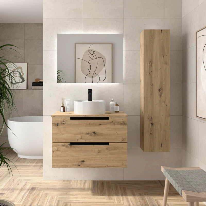 Mueble de Baño LENI con Lavabo Sobre Encimera. 4 acabados de 60 a 140 cm