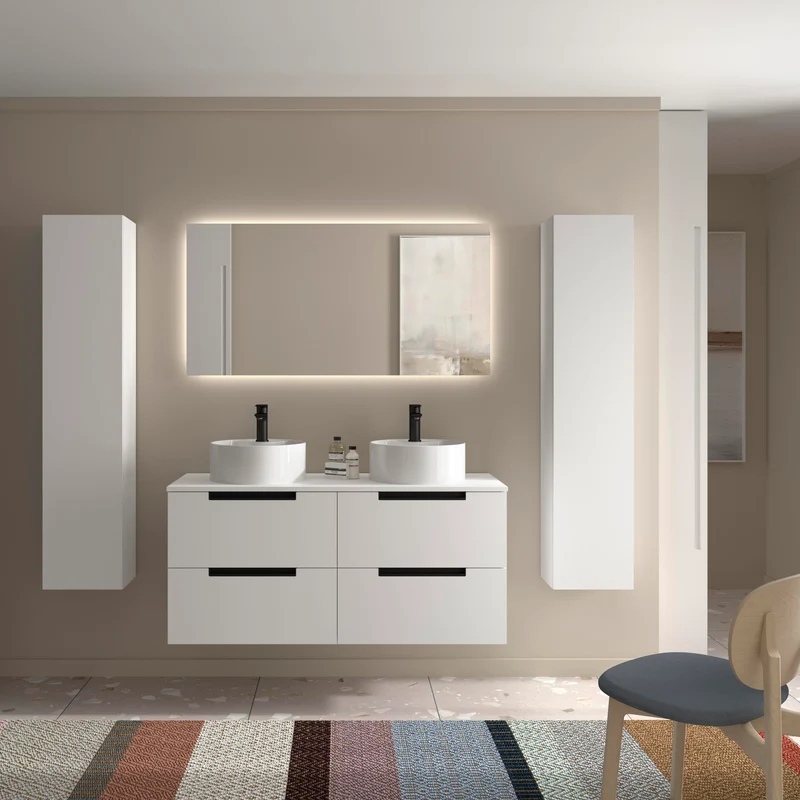 Mueble de Baño LENI con Lavabo Sobre Encimera. 4 acabados de 60 a 140 cm