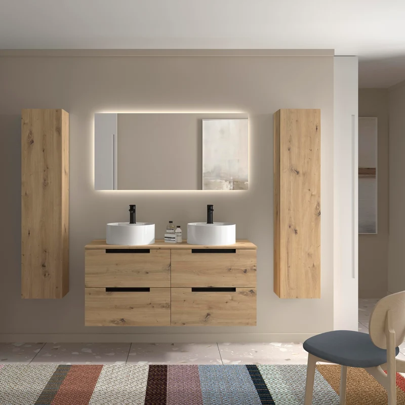 Mueble de Baño LENI con Lavabo Sobre Encimera. 4 acabados de 60 a 140 cm