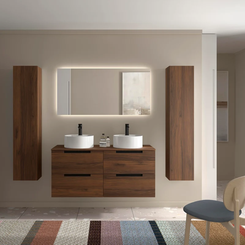 Mueble de Baño LENI con Lavabo Sobre Encimera. 4 acabados de 60 a 140 cm