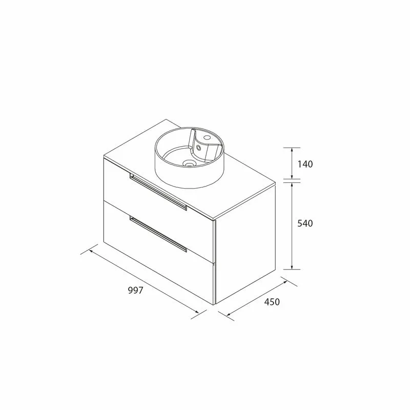 Mueble de Baño LENI con Lavabo Sobre Encimera. 4 acabados de 60 a 140 cm