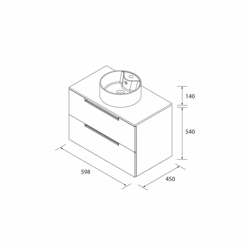 Mueble de Baño LENI con Lavabo Sobre Encimera. 4 acabados de 60 a 140 cm