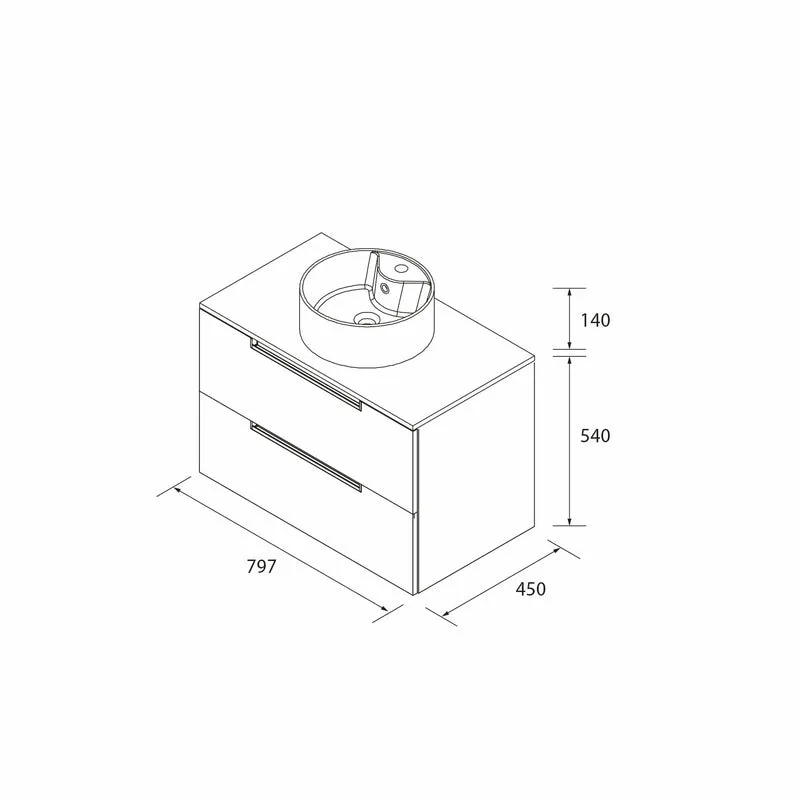 Mueble de Baño LENI con Lavabo Sobre Encimera. 4 acabados de 60 a 140 cm