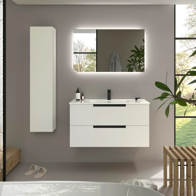 Mueble de Baño LENI de Salgar con Lavabo Integrado. 4 acabados de 60 a 160 cm