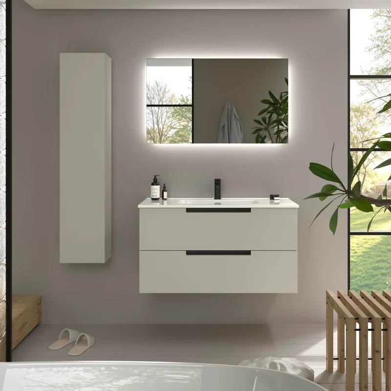 Mueble de Baño LENI de Salgar con Lavabo Integrado. 4 acabados de 60 a 160 cm