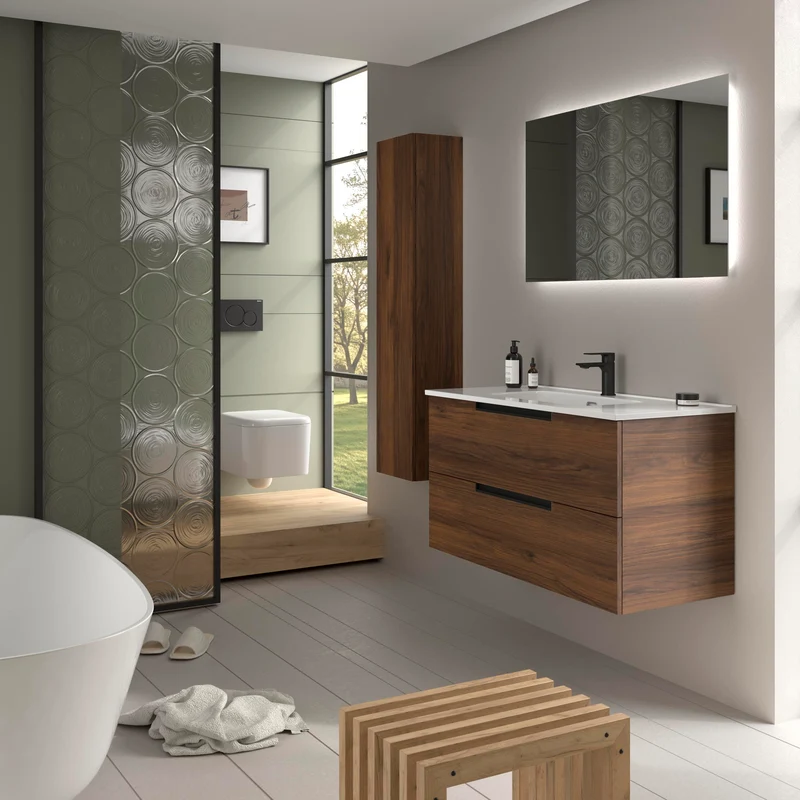 Mueble de Baño LENI de Salgar con Lavabo Integrado. 4 acabados de 60 a 160 cm