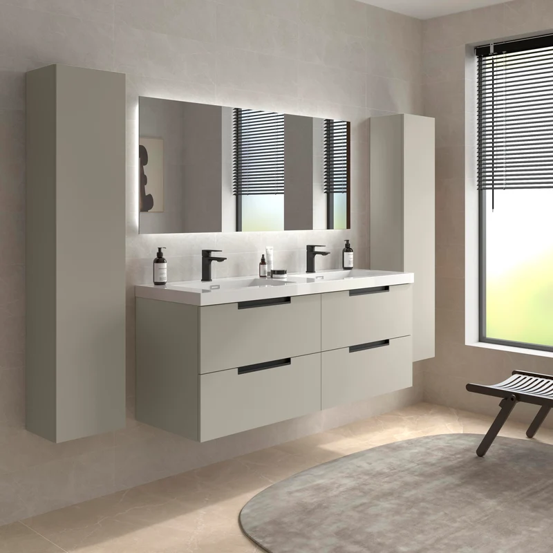 Mueble de Baño LENI de Salgar con Lavabo Integrado. 4 acabados de 60 a 160 cm