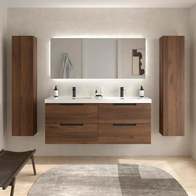 Mueble de Baño LENI de Salgar con Lavabo Integrado. 4 acabados de 60 a 160 cm