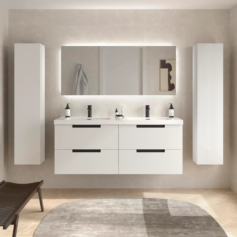 Mueble de Baño LENI de Salgar con Lavabo Integrado. 4 acabados de 60 a 160 cm