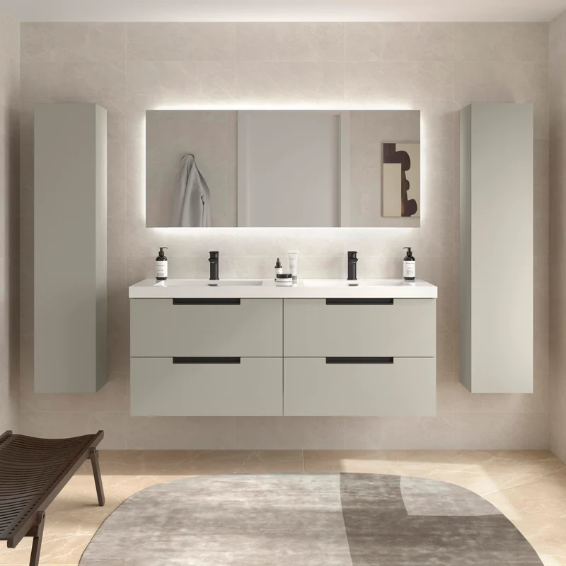 Mueble de Baño LENI de Salgar con Lavabo Integrado. 4 acabados de 60 a 160 cm