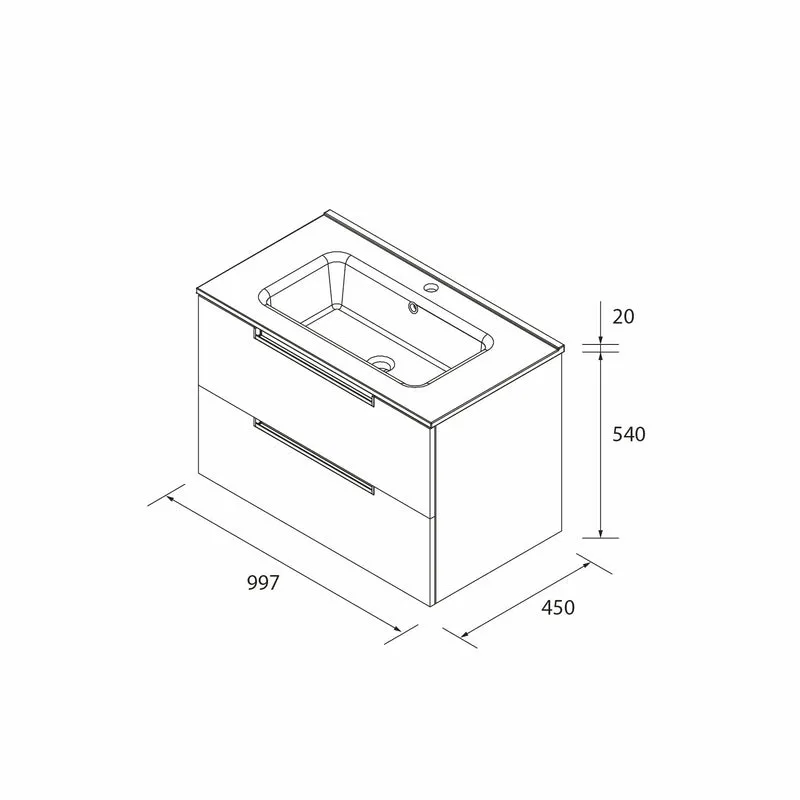 Mueble de Baño LENI de Salgar con Lavabo Integrado. 4 acabados de 60 a 160 cm