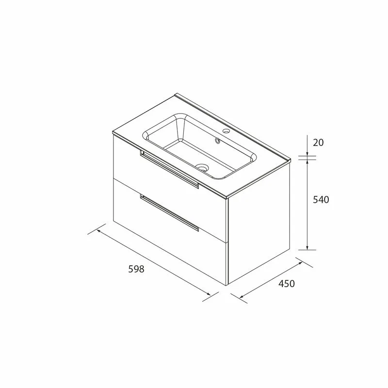Mueble de Baño LENI de Salgar con Lavabo Integrado. 4 acabados de 60 a 160 cm