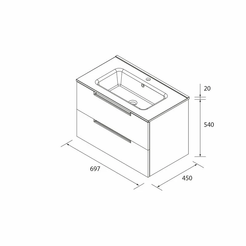 Mueble de Baño LENI de Salgar con Lavabo Integrado. 4 acabados de 60 a 160 cm