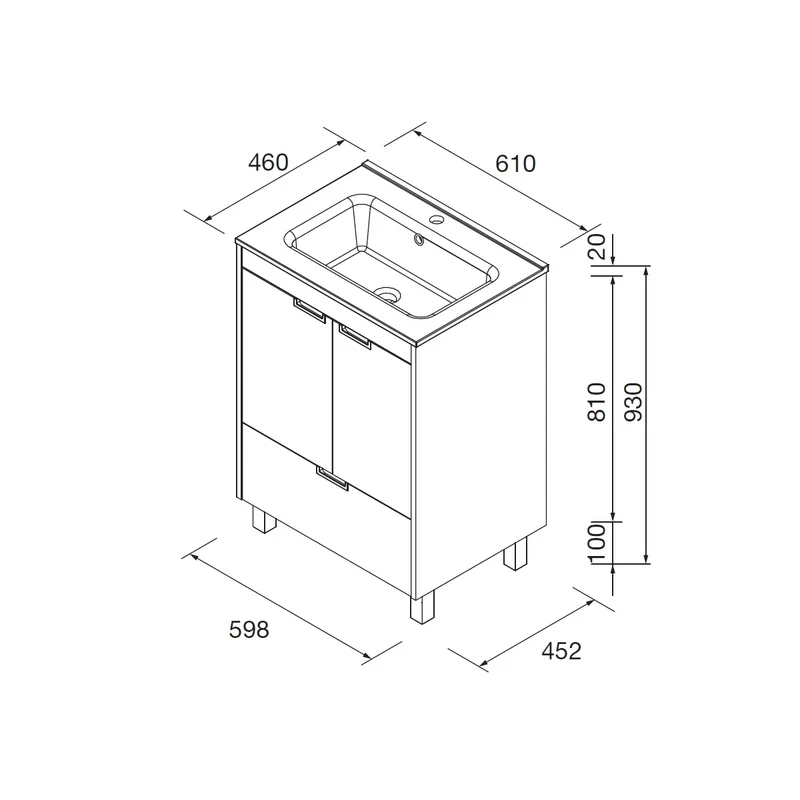 Mueble de Baño CONTESSA de Salgar con Lavabo Integrado. Roble de 60 y 80 cm
