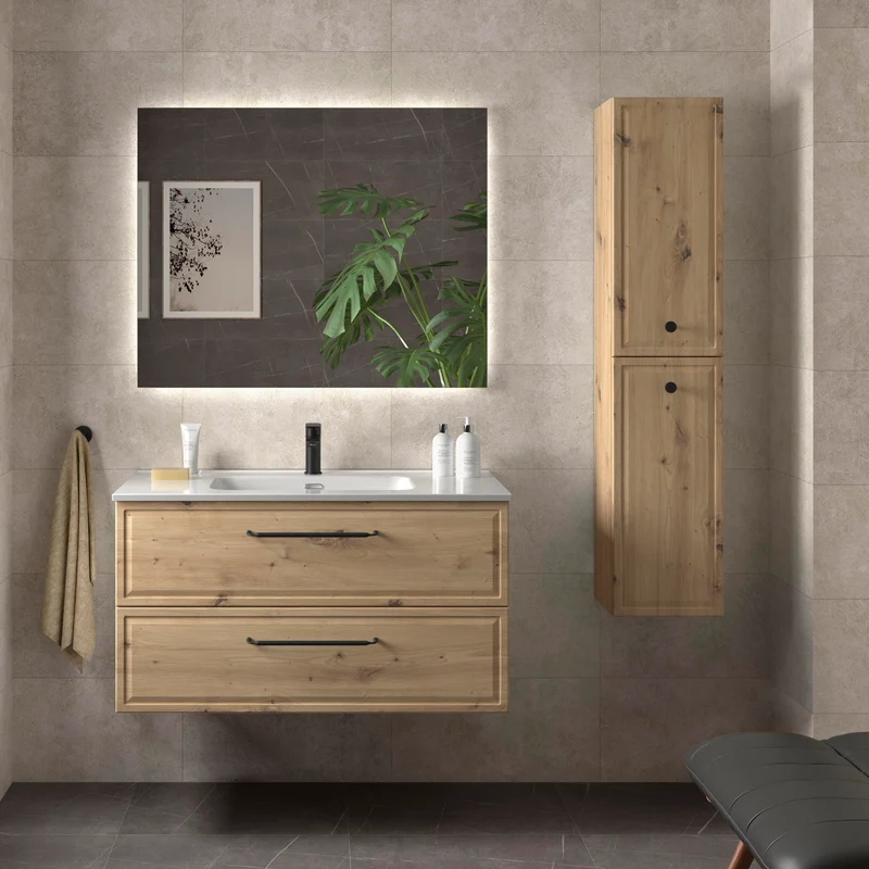 Mueble de Baño RUNA de Salgar con Lavabo Integrado. 4 Acabados, de 60 a 160 cm