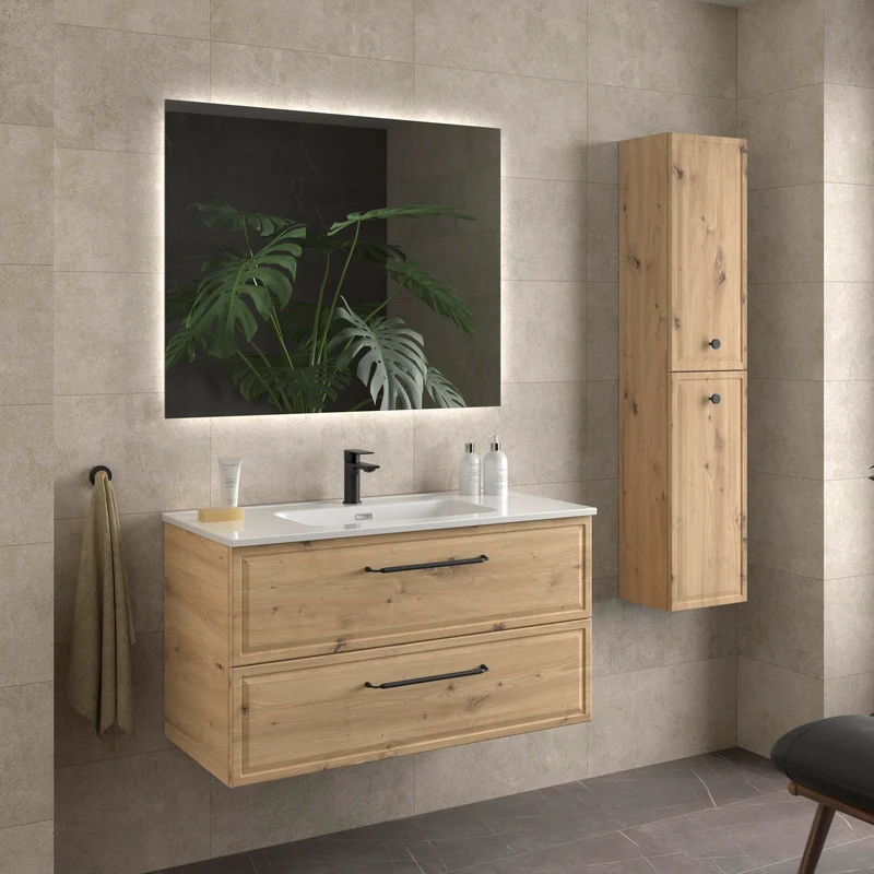 Mueble de Baño RUNA de Salgar con Lavabo Integrado. 4 Acabados, de 60 a 160 cm