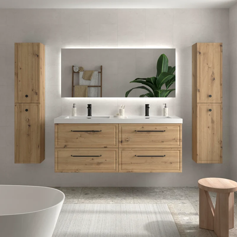 Mueble de Baño RUNA de Salgar con Lavabo Integrado. 4 Acabados, de 60 a 160 cm
