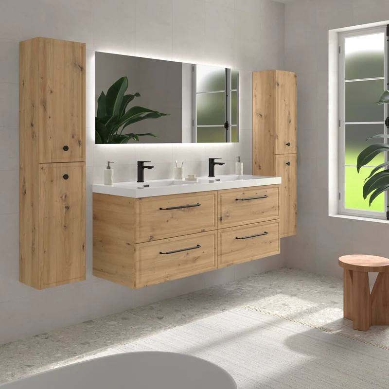Mueble de Baño RUNA de Salgar con Lavabo Integrado. 4 Acabados, de 60 a 160 cm