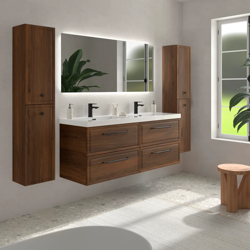 Mueble de Baño RUNA de Salgar con Lavabo Integrado. 4 Acabados, de 60 a 160 cm