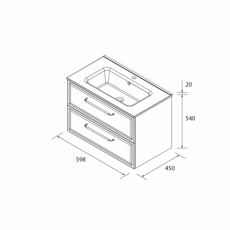 Mueble de Baño RUNA de Salgar con Lavabo Integrado. 4 Acabados, de 60 a 160 cm