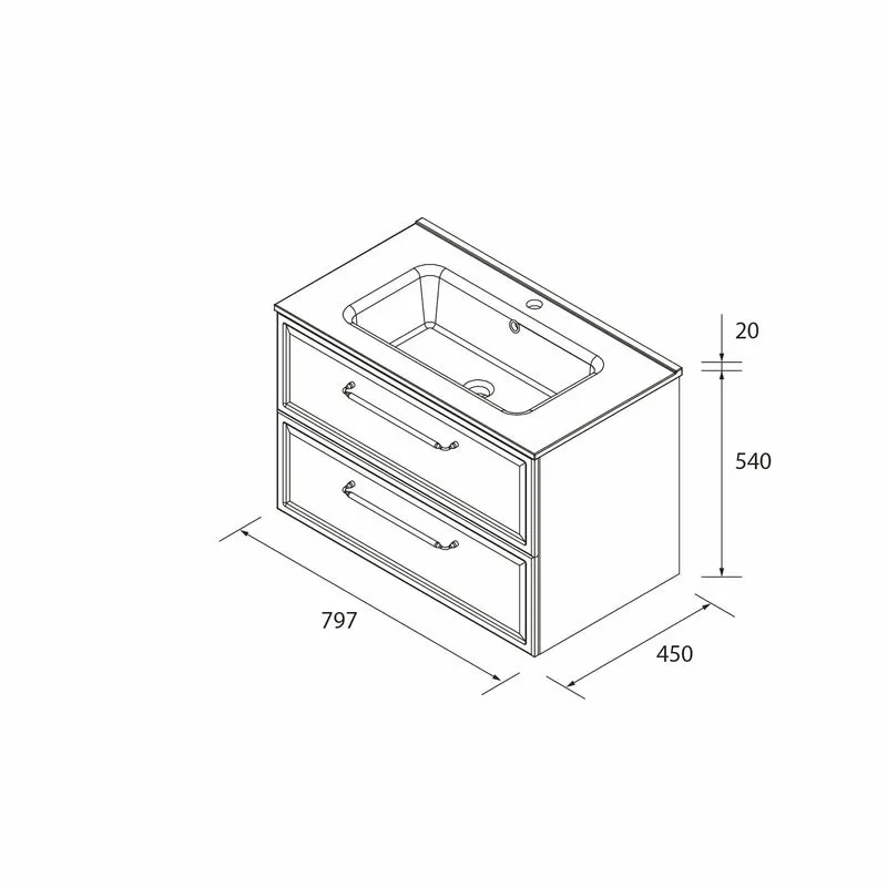 Mueble de Baño RUNA de Salgar con Lavabo Integrado. 4 Acabados, de 60 a 160 cm