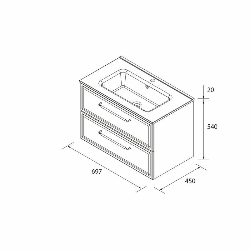 Mueble de Baño RUNA de Salgar con Lavabo Integrado. 4 Acabados, de 60 a 160 cm
