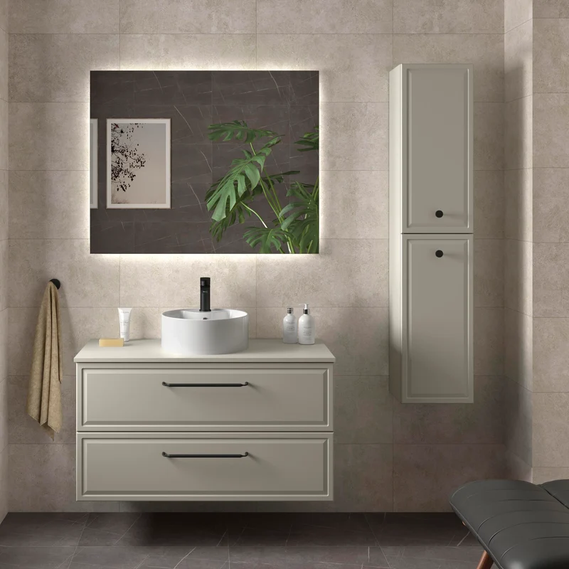 Mueble de Baño RUNA de Salgar con Lavabo Sobre Encimera. 4 Acabados, de 60 a 140 cm