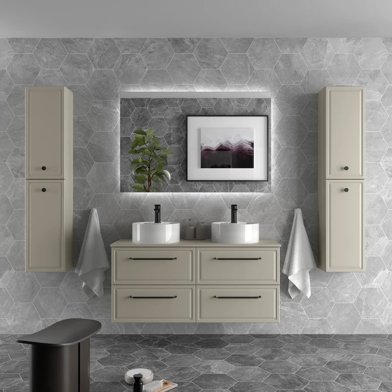 Mueble de Baño RUNA de Salgar con Lavabo Sobre Encimera. 4 Acabados, de 60 a 140 cm