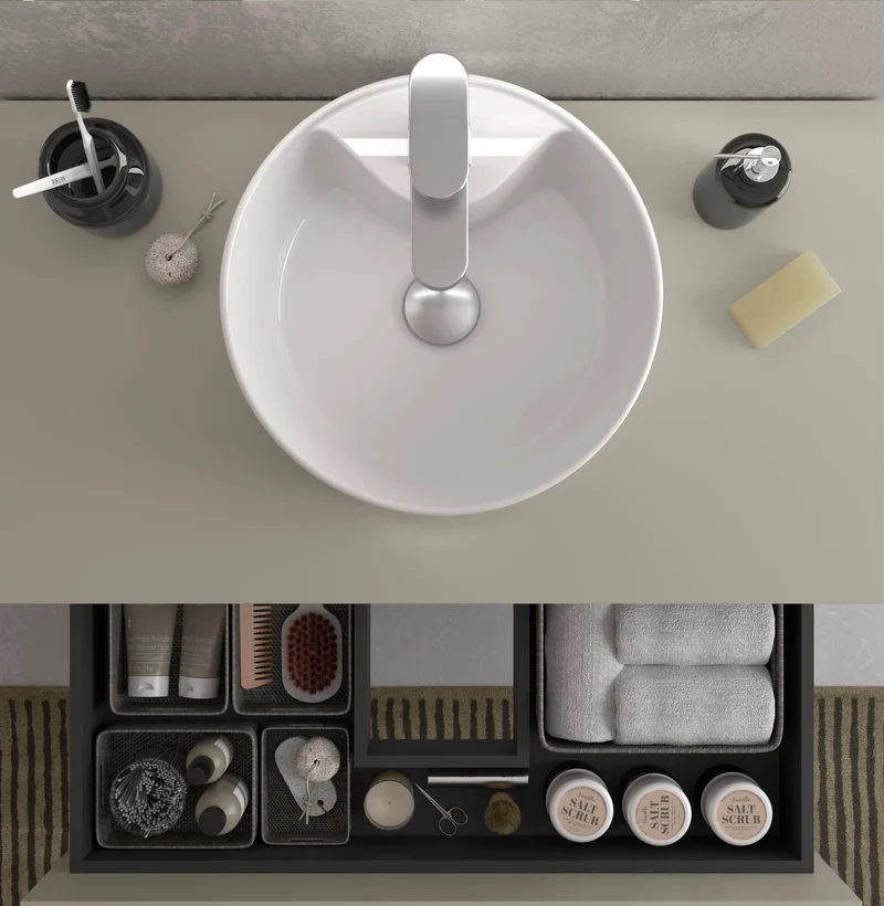 Mueble de Baño RUNA de Salgar con Lavabo Sobre Encimera. 4 Acabados, de 60 a 140 cm
