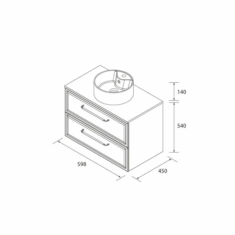 Mueble de Baño RUNA de Salgar con Lavabo Sobre Encimera. 4 Acabados, de 60 a 140 cm