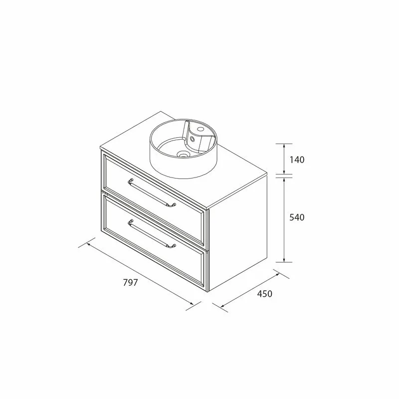 Mueble de Baño RUNA de Salgar con Lavabo Sobre Encimera. 4 Acabados, de 60 a 140 cm