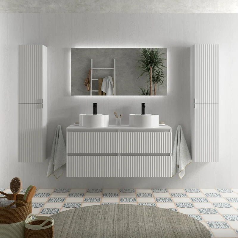 Mueble de Baño KIRA con Lavabo Sobre Encimera, 4 acabados, de 60 a 140 cm