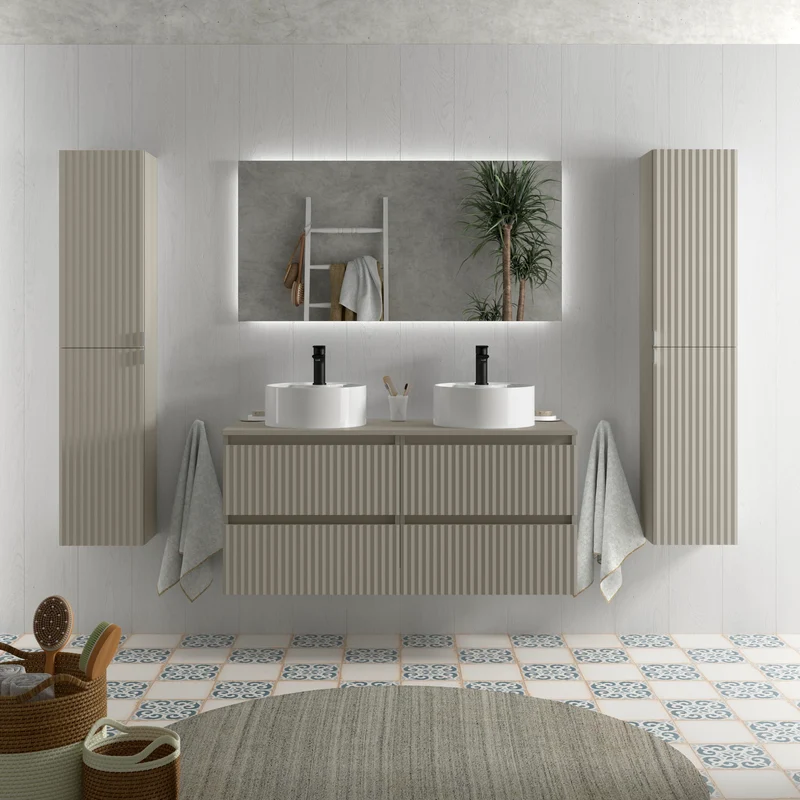 Mueble de Baño KIRA con Lavabo Sobre Encimera, 4 acabados, de 60 a 140 cm