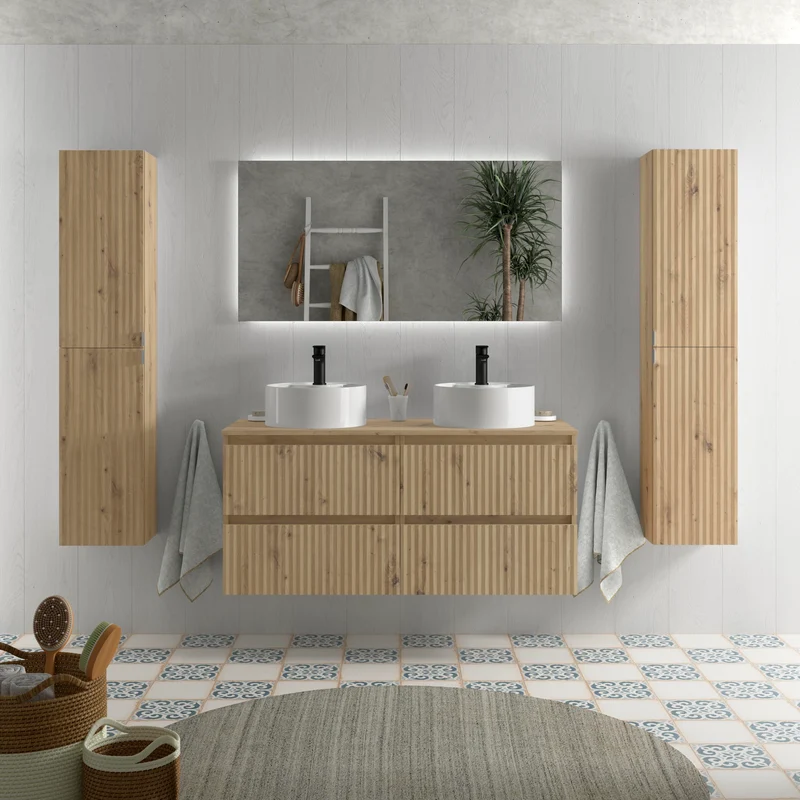 Mueble de Baño KIRA con Lavabo Sobre Encimera, 4 acabados, de 60 a 140 cm