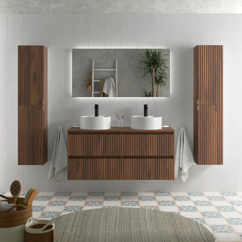 Mueble de Baño KIRA con Lavabo Sobre Encimera, 4 acabados, de 60 a 140 cm