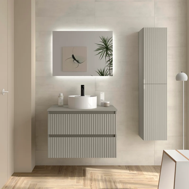 Mueble de Baño KIRA con Lavabo Sobre Encimera, 4 acabados, de 60 a 140 cm