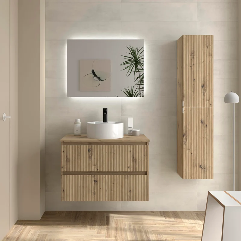 Mueble de Baño KIRA con Lavabo Sobre Encimera, 4 acabados, de 60 a 140 cm